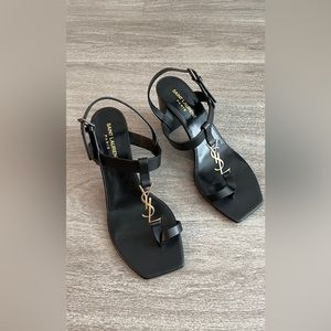Saint Laurent Cassandra logo-embellished leather sandals